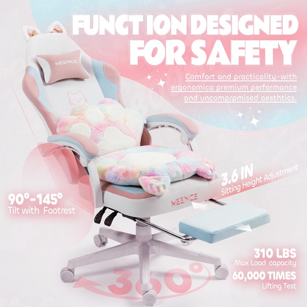 Pc Gaming Chair - Игровое кресло, милое с кошачьими ушками,