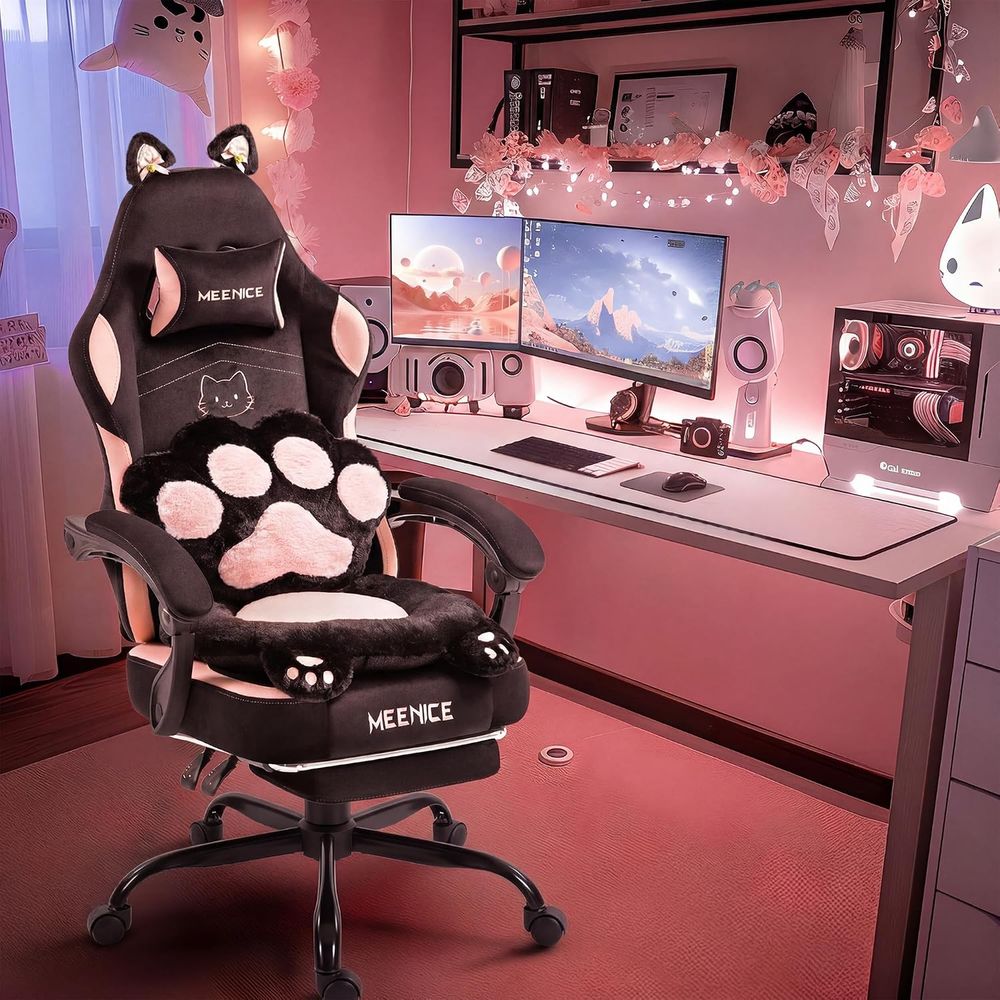 Pc Gaming Chair - Розовое игровое кресло с милыми кошачьими
